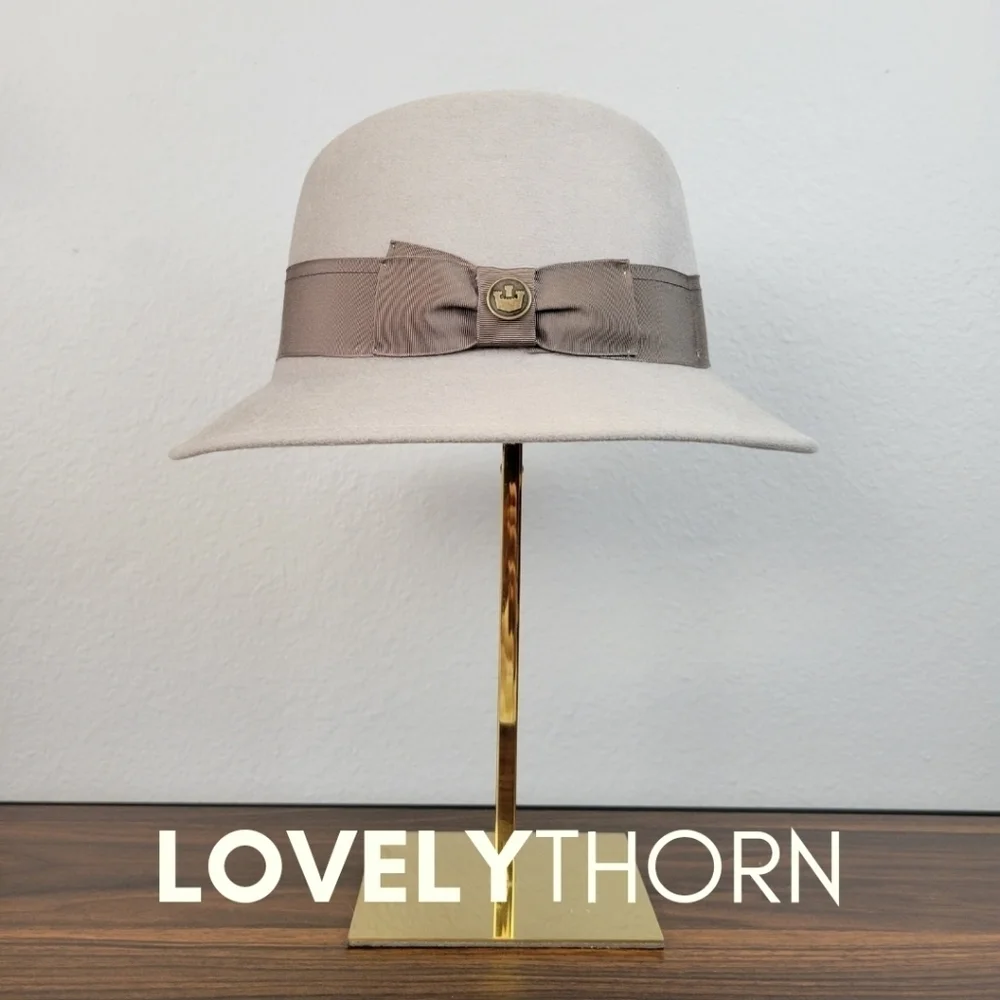 GOORIN BROS // ltd ed bourbon rocks grey-bone fedora-cloche grosgrain ribbon